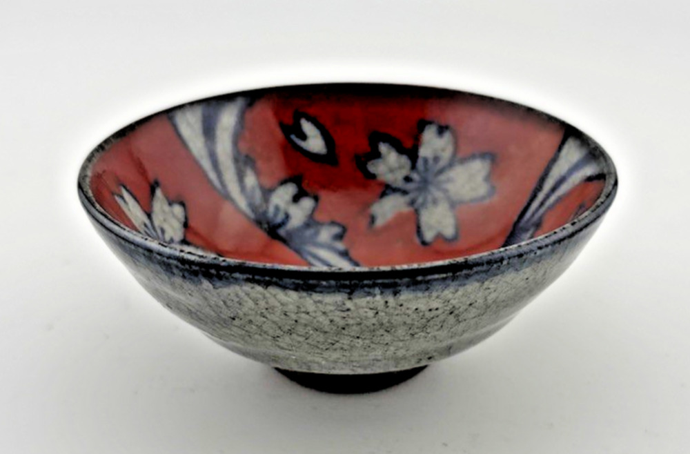 Arita yaki ware Japanese Rice Bowl Gohan Chawan Sakura Runningwater Red S